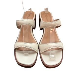 Madewell Women's The Saige Double-Strap Sandal Leather Sz 7.5 Pale Oyster